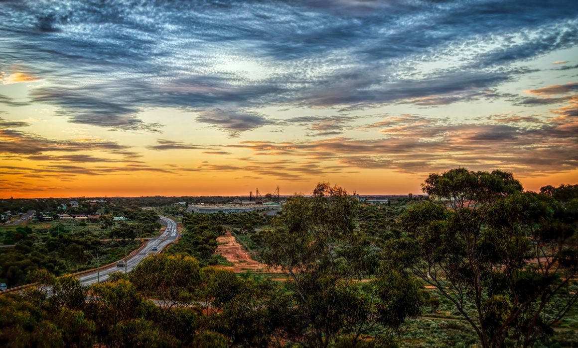 Sunset in Kalgoorlie looking over the bush