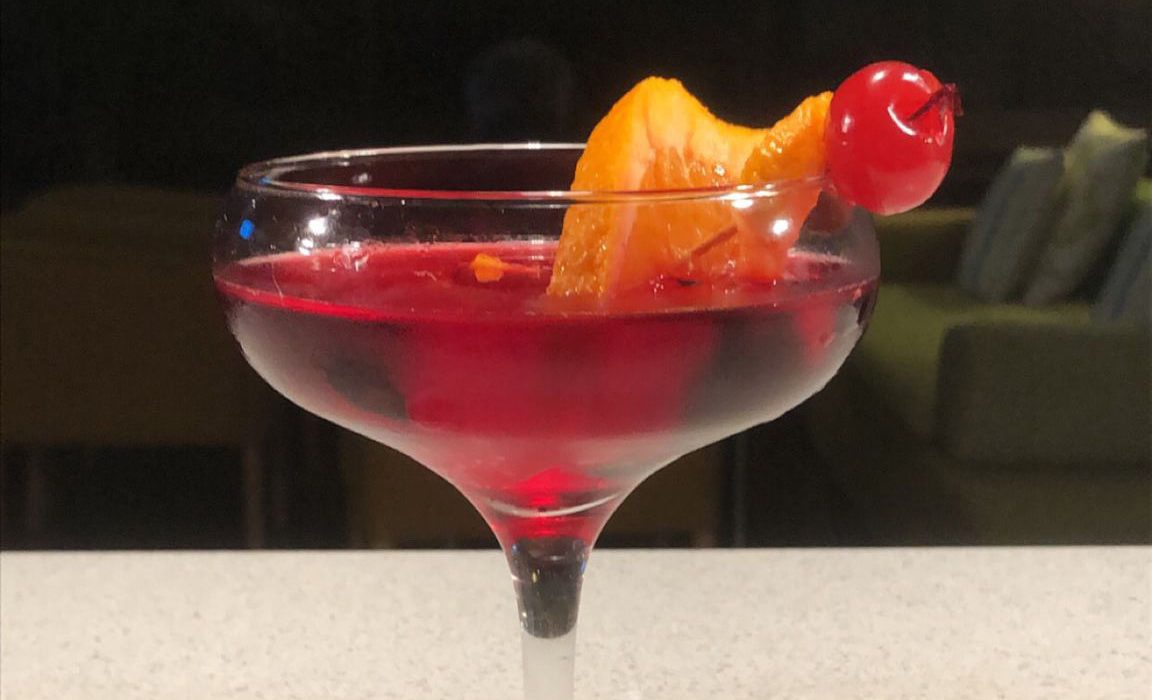 Martini in glass with cherry