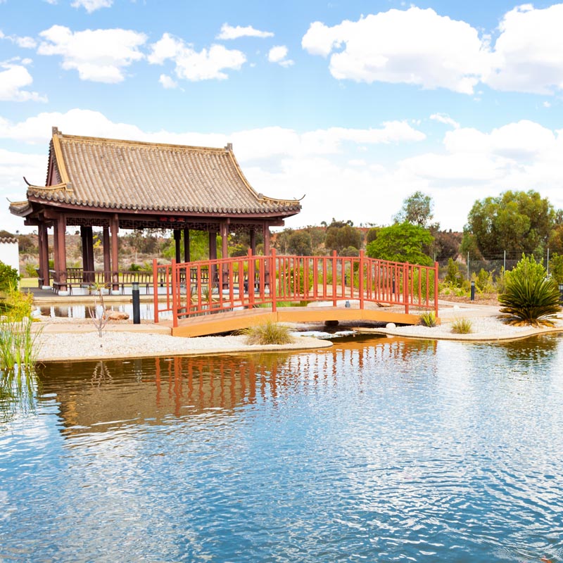 A Chinese-style pagoda in the Chinese Remembrance Garden within Hannans North Tourist Mine